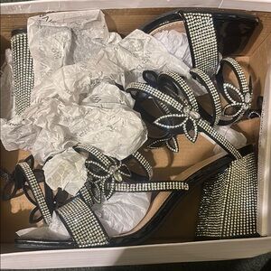 Wild Diva Black and Silver Heels